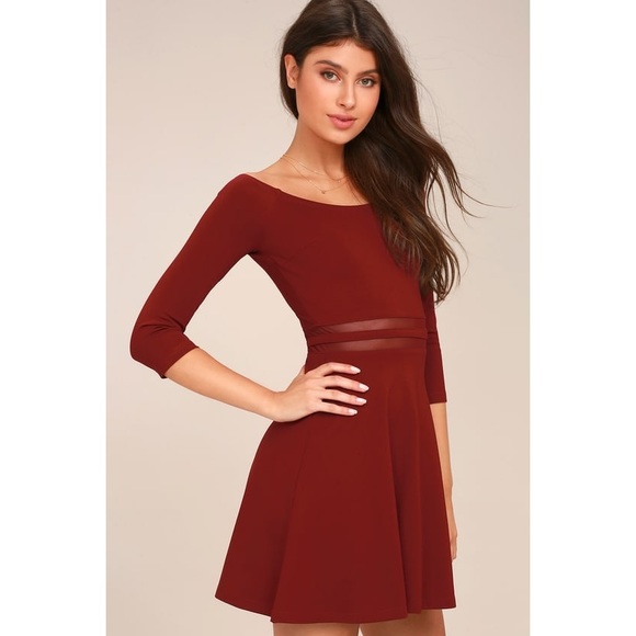 dark red skater dress